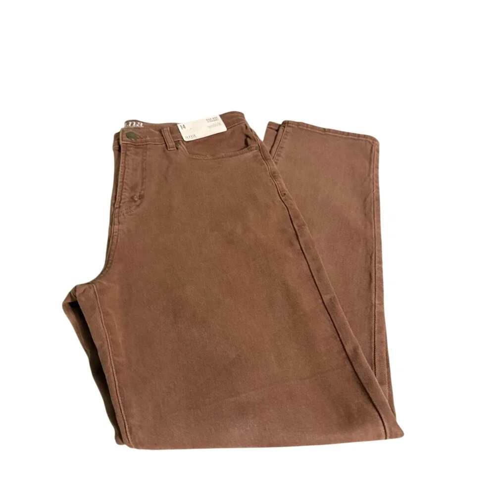ANA A NEW APPROACH High Rise Straight Leg Brown Jeans‎ Size 14